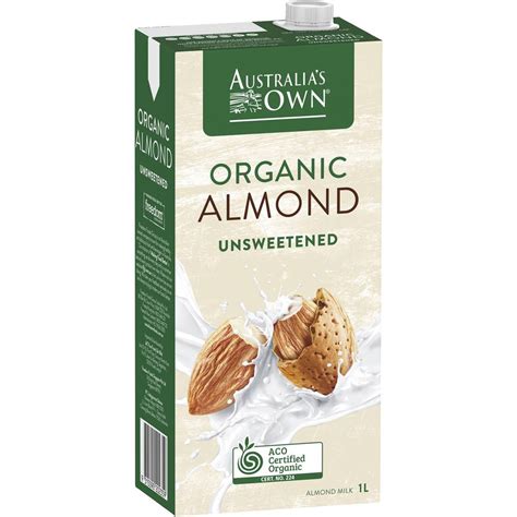 Almond milk is a plant milk manufactured from almonds with a creamy texture and nutty flavor, although some types or brands are flavored in imitation of dairy milk. Australia's Own Organic Unsweetened Almond Milk 1 Liter ...