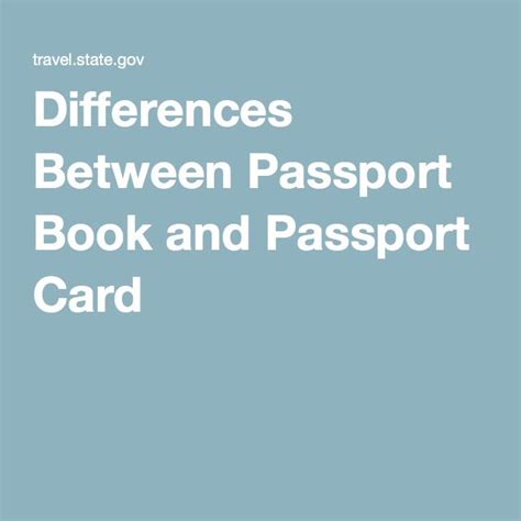 What's the difference between passport book and passport card? Differences Between Passport Book and Passport Card ...