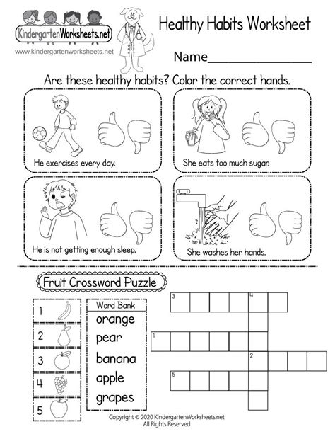 The worksheets are offered in developmentally appropriate versions for kids. Kindergarten Healthy Habits Worksheet | Worksheets for ...