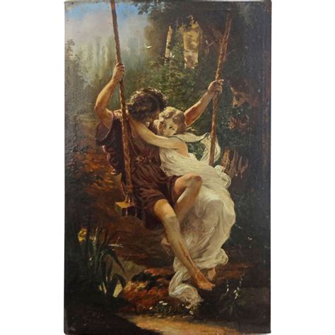 Young couple swinger (122,624 results). Painted Print Young Couple on Swing after Auguste Cot's ...