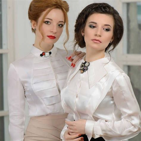 Satin blouse | ladies in satin blouses: Pin by silkyblouses.com on Blouses | White satin blouse, Shiny blouse, Women