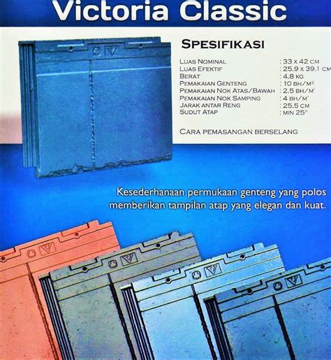 Salah satu produk genteng unggulan cisangkan® yaitu profil genteng flat victoria yang tersedia dalam 4 pilihan model/motif, presisi dan interlocking system satu sama lainnya sehingga memungkinkan terpasang sangat rapi dan kedap terhadap masuknya air hujan yang disebabkan oleh faktor angin. GENTENG METAL, GENTENG BETON FLAT, GENTENG BITUMEN ...