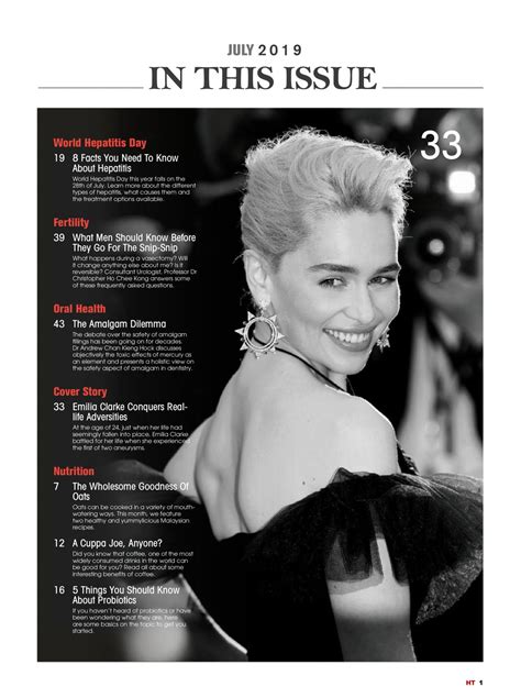 Sep 26, 2019 12:37 am. Emilia Clarke - Health Today Malaysia July 2019 Issue ...