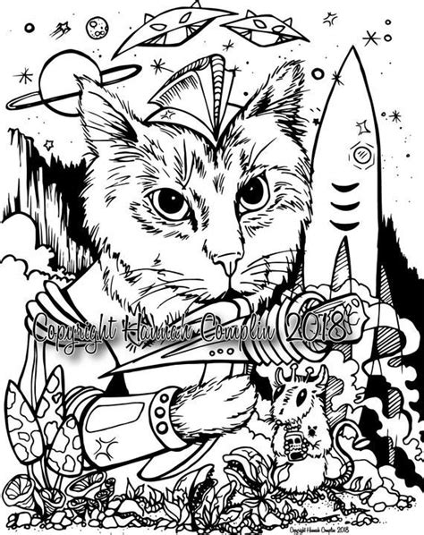 You can print the coloring page directly in your browser or download the pdf and then print it. Space Cat Coloring Page by Hannah Complin PDF Download + 1 ...