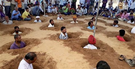 There was nothing i could do. Buried neck-deep in pits, farmers protest land acquisition ...