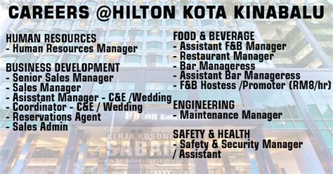 Kerja kosong / job vacancy (based in kota via fayjesselton.blogspot.my. Kerja Kosong Sabah 2018 | Pelbagai Jawatan - Hotel Hilton ...