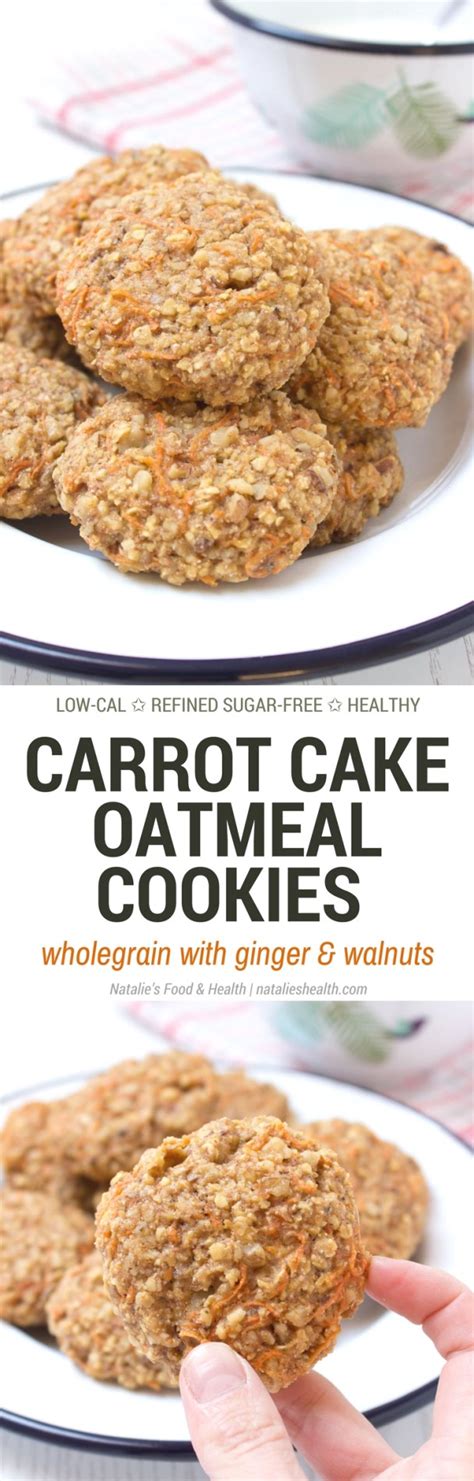 In a small bowl combine the flour, baking soda and salt, set aside. Carrot Cake Oatmeal Cookies are refined sugar-free, low ...