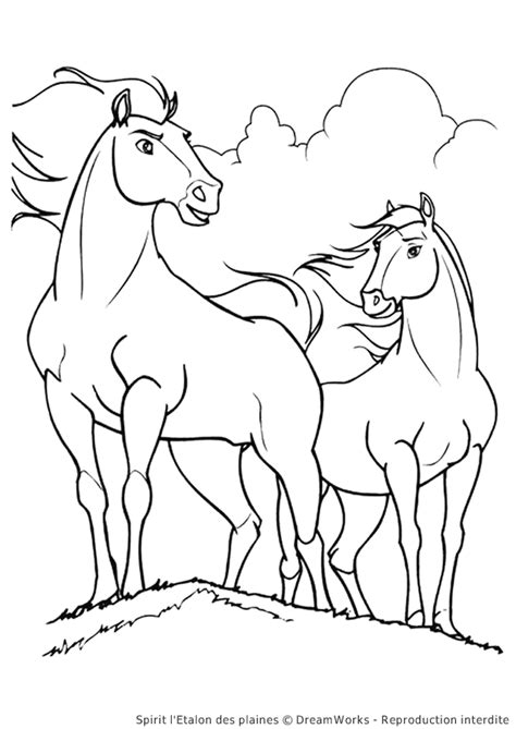 You can download and print this coloring pages of spirit riding free horses,then color it with your kids or share with your friends. Coloriage spirit sur Hugolescargot.com