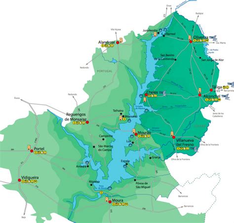 Panoramatický výhled na ulice a domy v alqueva. Alqueva Mapa de Alqueva - Fotos | extremadura. com