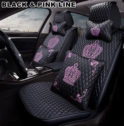 I mean you can cover and protect your seats and change them to pink, all in one shot. Luxury Cute Pink Crown Leather Car Seat Cover Full Set ...