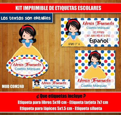 Imágenes gif infantiles con animación de disney. Kit Imprimible Etiquetas Escolares Blanca Nieves Animada ...