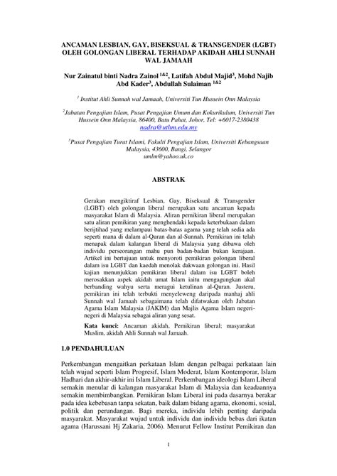 Dan janganlah kamu menghampiri zina, sesungguhnya zina itu adalah satu perbuatan yang keji dan satu jalan yang jahat (yang membawa kerosakan). (PDF) ANCAMAN LESBIAN, GAY, BISEKSUAL & TRANSGENDER (LGBT ...