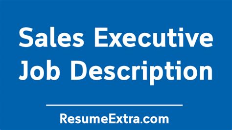 Develop new commercial clients such as companies, banks. Sales Executive Job Description Sample » ResumeExtra