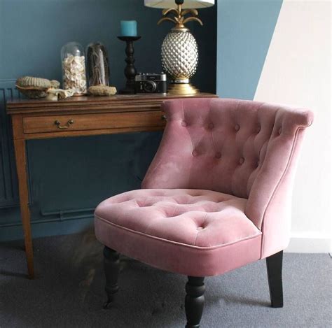 Includes 1 side chair only. Dusky Pink Velvet Button Back Bedroom Chair | Velvet ...