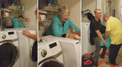 Busty wife gets slammed by pizza delivery boy. Grandma Gets Trapped Behind The Washing Machine And Dryer ...