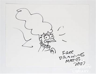 Signature Groening Matt Sketch Marge Signed Simpson