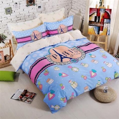 Paris bedding set eiffel tower themed 100% cotton quilt/duvet cover set 3 pcs. Luxury paris eiffel tower bedding queen size kids/children ...