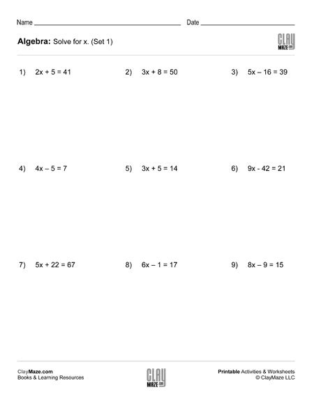 What did you expect to find? Solve the Equations I (Set 1) - Childrens Educational ...
