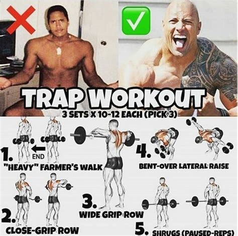 This is because they force your traps to handle very heavy loads. Trap Workout From The Rock | Vücut geliştirme, Spor, Egzersiz