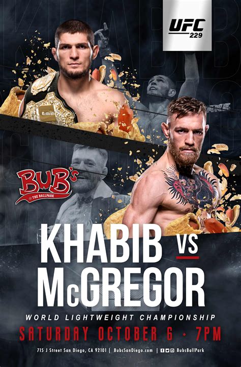 Your source for the latest fight results, schedules, stats, fighter bios, breaking news, videos and photos from the ufc. UFC 229: Khabib vs. McGregor - Bub's @ the Ballpark