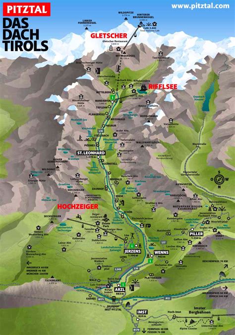 Things to do near pitztaler gletscher ski resort. Pitztal summer map