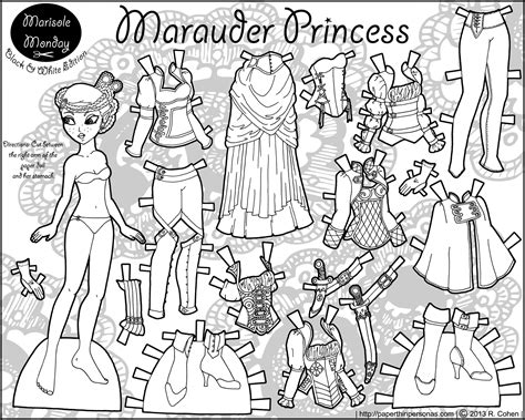 Download the printable black and white paper dolls pdf and print on 8.5 x 11″ white cardstock (i use neenah 65# bright white). Marisole Monday: Maurader Princess • Paper Thin Personas