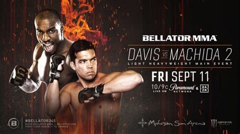 Machida 2 4/9/2021 9th april 2021 (9/4/2021) full show watch bellator 256 uncasville, connecticut live stream and full show watch online (livestream links) *720p. Opening Betting Odds for Bellator 245: Davis vs. Machida 2 ...