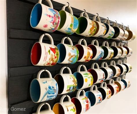 Organizer hooks, 36.75 x 10.5. Wall Mounted Coffee Mug holder, Coffee Cup Rack, Coffee ...