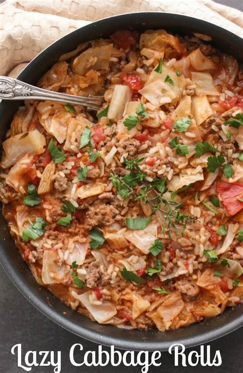 Add cabbage, tomatoes, tomato sauce, broth, and spices and bring to a boil. Lazy cabbage rolls, also known as unstuffed cabbage rolls ...