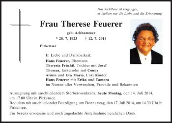 Photos, address, and phone number, opening hours, photos, and user reviews on yandex.maps. Traueranzeigen von Pirkensee Therese Feuerer ...