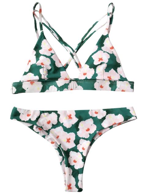 Floral Padded Cross Back Bikini - FLORAL M | Bikinis, Floral print swimwear, Floral swimwear