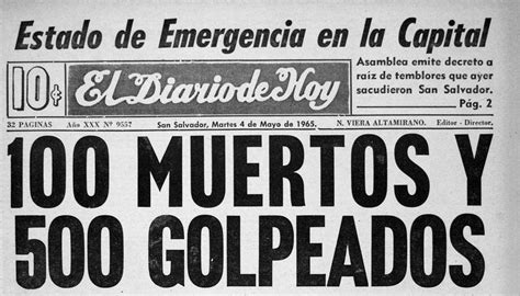 Un sismo de magnitud 4.3 en la escala abierta de richter sacudió hoy el oeste de el salvador sin causar víctimas ni daños materiales, informó el ministerio de medio ambiente y recursos naturales. Imágenes del mortal terremoto de 1965 que sacudió toda el área metropolitana de San Salvador ...