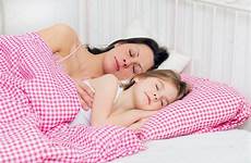 daughter mother sleep stock bed depositphotos