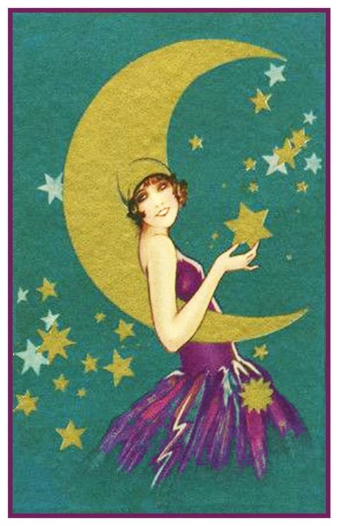 Go cross stitch crazy with our huge selection of free cross stitch patterns! Vintage Art Deco Woman Purple Dress Moon Hat Counted Cross ...