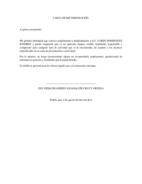 Carta de recomendacion de migracion. Carta de recomendación