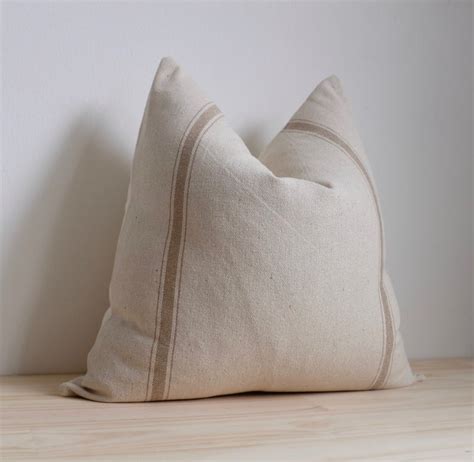 I love the subtle, neutral colors of this pillow! Grain Sack Pillow Cover Modern Farmhouse Collection Tan ...