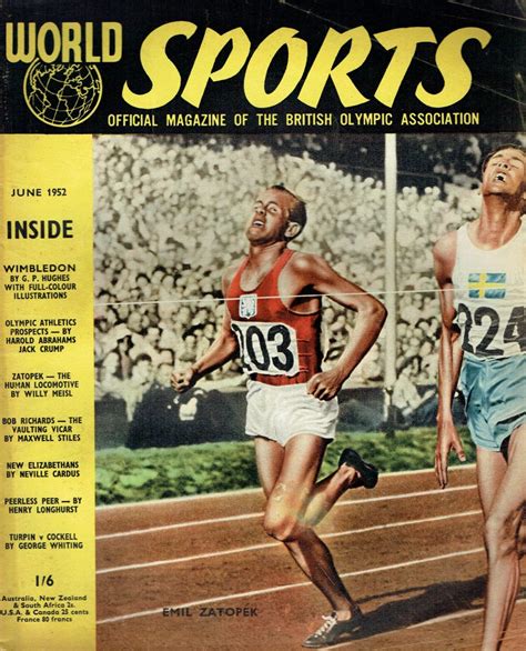 Athletics at helsinki 1952, london 1948, melbourne / stockholm 1956 olympics. WORLD SPORTS UK MAGAZINE JUNE 1952 EMIL ZATOPEK Vintage ...