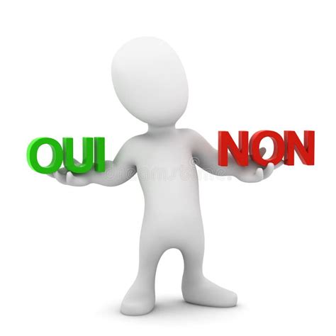 3d Little Man Chooses Oui Or Non Stock Illustration - Image: 46355486