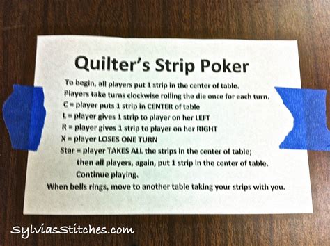 Adults and kids will love playing these party games at shuffle a deck of cards and gather everyone around a table. Quilter's Strip Poker! - Sylvia's Stitches