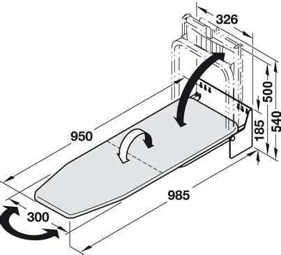 Das bügelbrett ist an beiden seiten platzsparend einklappbar. Bügelbrett, Häfele Ironfix, Wandmontage | HÄFELE