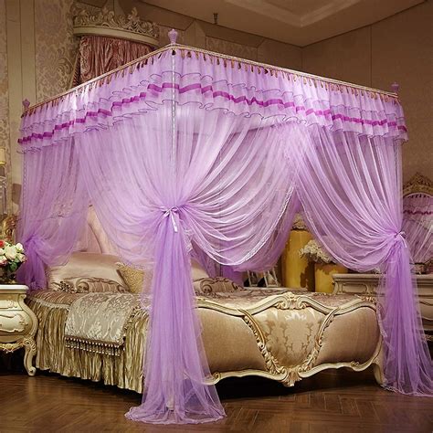 Best canopy bed for inspiration your home for purple canopy bed curtains king size. 5*6 Luxury Bed Curtains Canopy, Ruffle Tassel 4 Corner ...