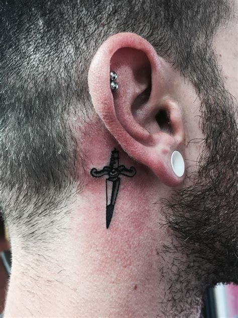 The good news, due to the small area to work, the tattoo design must be tiny so you will not be hurting very long. Neck Cross Tattoo Behind Ear - tattoo design