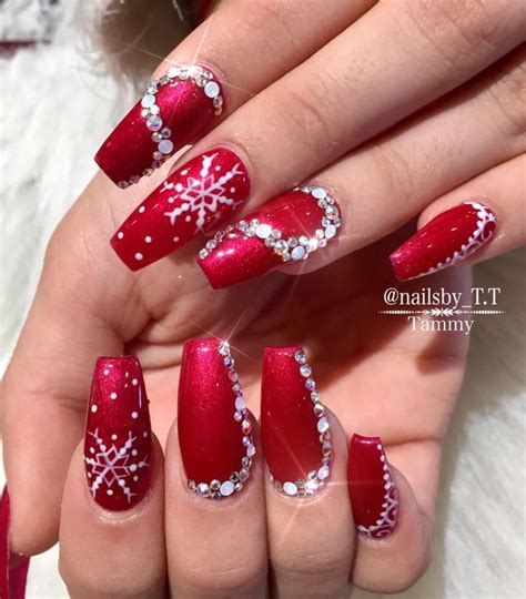 Holiday Nail Designs | Acrylic Nails | Red and Diamond ... 3pastel green blue nails with diamonds.