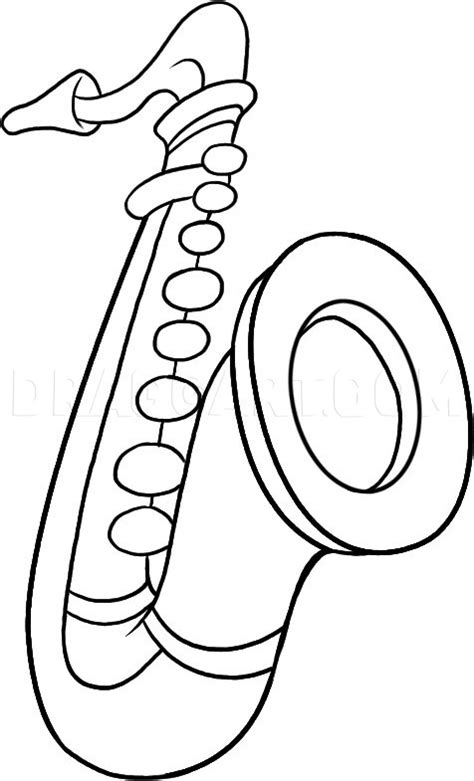 Coloring books for boys and girls of all ages. How to Draw a Saxophone, Coloring Page, Trace Drawing