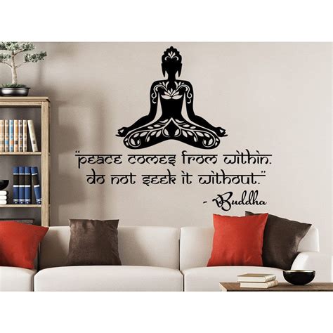The lotus flower's iconography and spiritual history is rich and deep. Quote Lotus Flower Yoga Buddha Peace comes from within Do not seek it without Wall Art Sticker ...