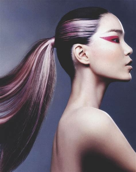 Follow the natural line of your cheekbone when pulling your hair back. hyea w. kang for vogue korea 2013 | Creative hair color ...