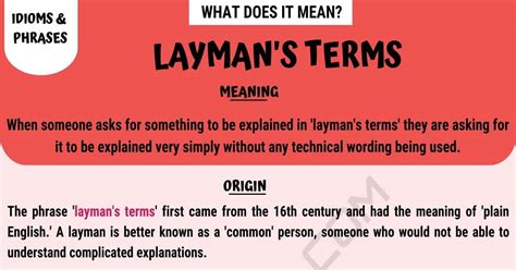 Camelcase (camel case, camel caps or medial capitals) is the practice of writing compound words or phrases so that each next word or abbreviation begins with a capital letter. "Layman's Terms" Meaning | Do You Know What this Idiom ...