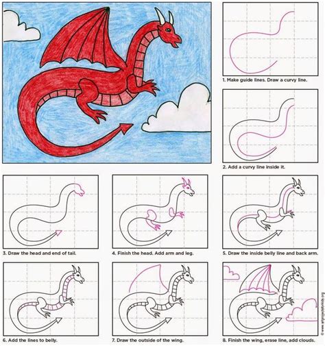 Easy step by step instructions for all ages. Draw a Red Dragon | Art Projects for Kids | Bloglovin'