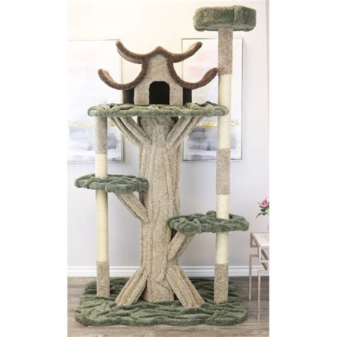 The lower den has a smaller opening, making it the perfect place to hide, especially if your cat wants to retreat from other cats. Prestige Cat Trees 84" Paradise Cat Tree & Reviews | Wayfair