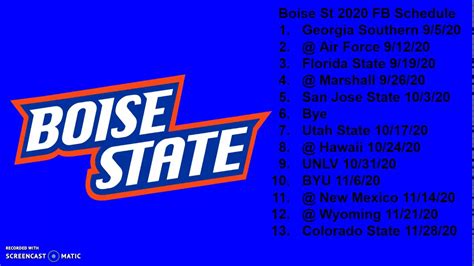 The official source of the latest broncos regular season and preseason schedule. Boise State Broncos 2020 Football Schedule Breakdown - YouTube